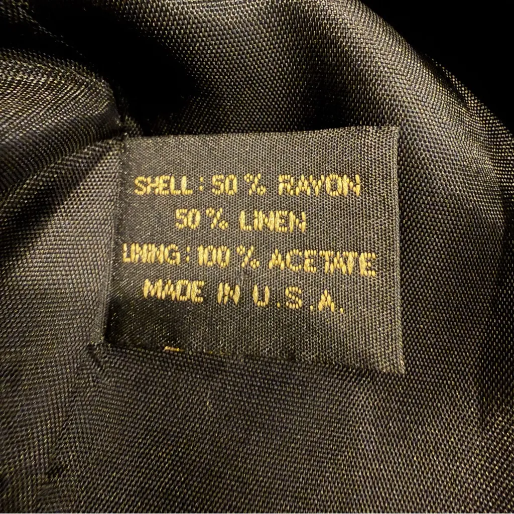 Vintage 90s Express Black Blazer Made in USA Linen Rayon Jacket M - Image 7