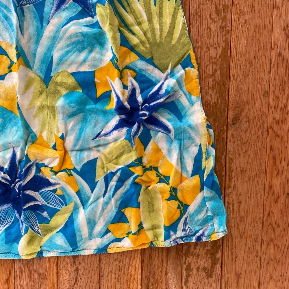 blue green yellow Hawaiian tropical vintage mini dress Size M - Image 3