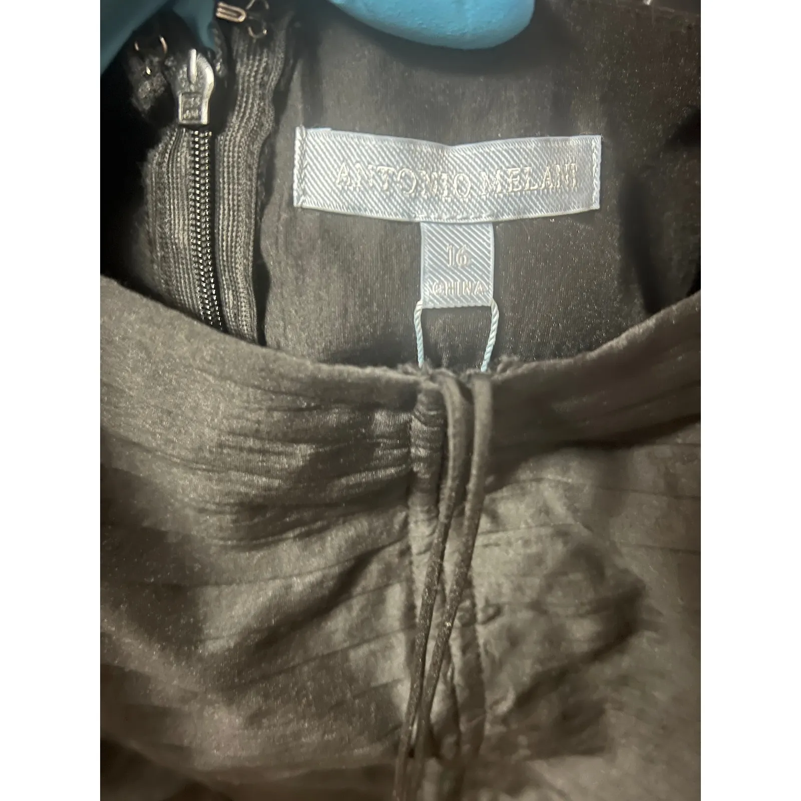 Antonio Melani Blouse Womens 16 Black Peplum Cottagecore Ruched Puff Sleeve - Image 4