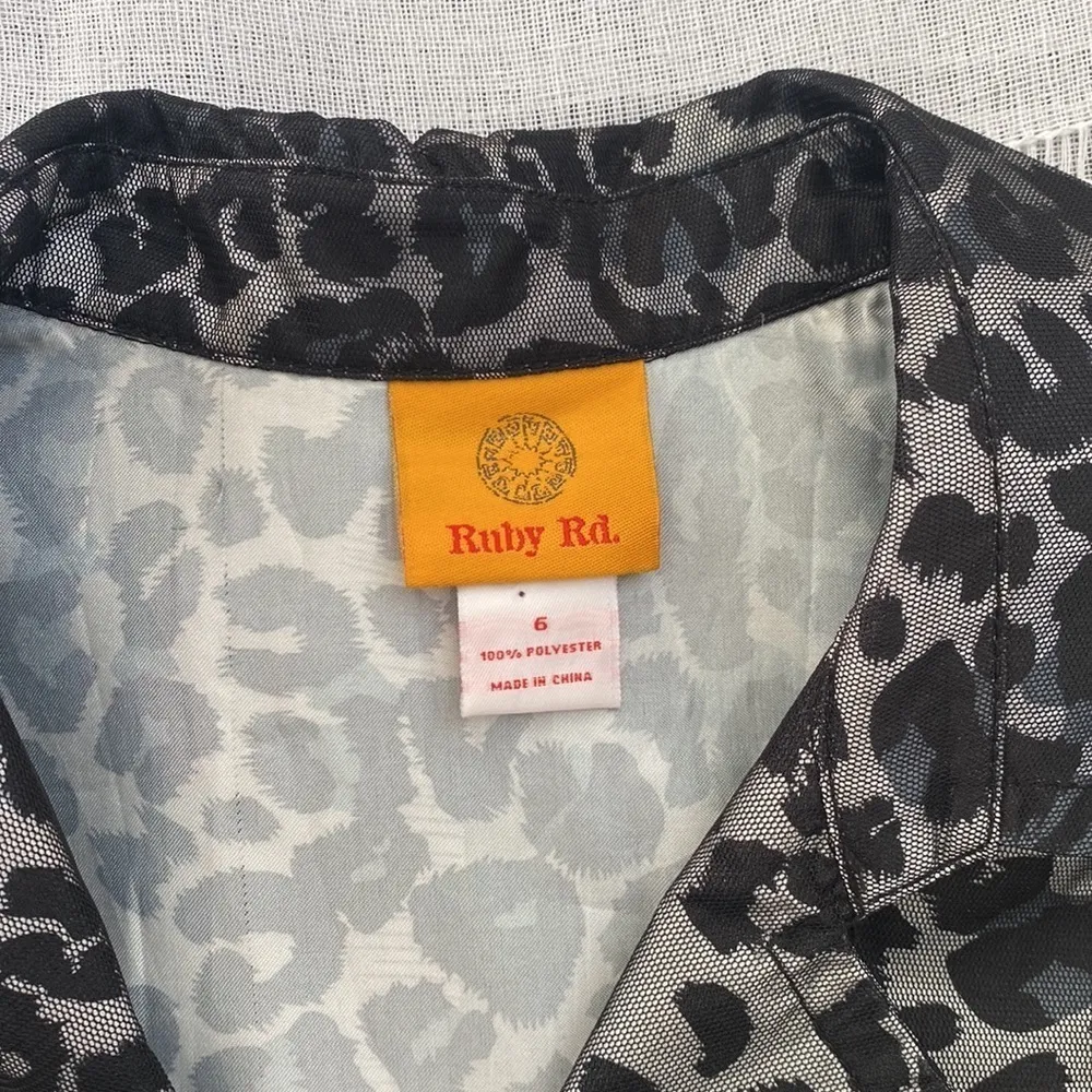 Ruby Rd cheetah print jacket with large black buttons. - Image 6