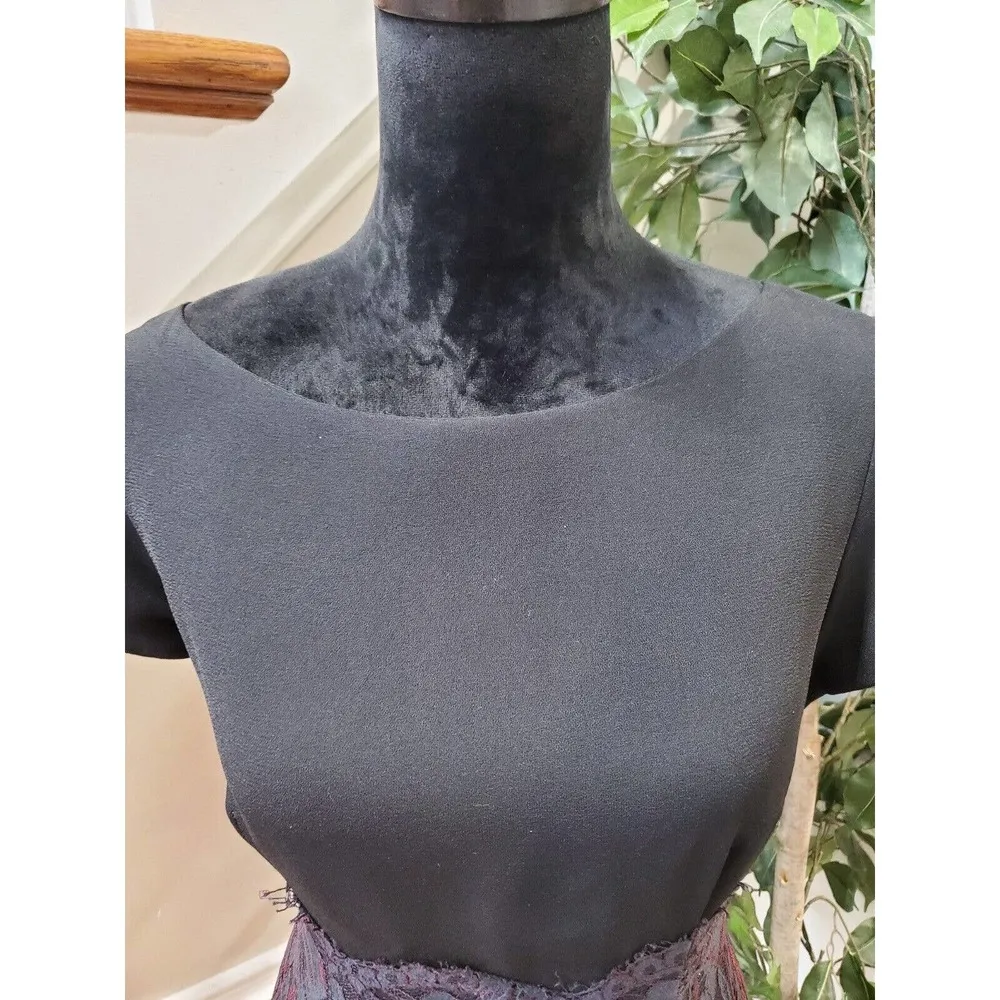 Cest Duo Women Black Floral Polyester Round Neck Short Sleeve Knee Length Dress Size undefined - Image 6