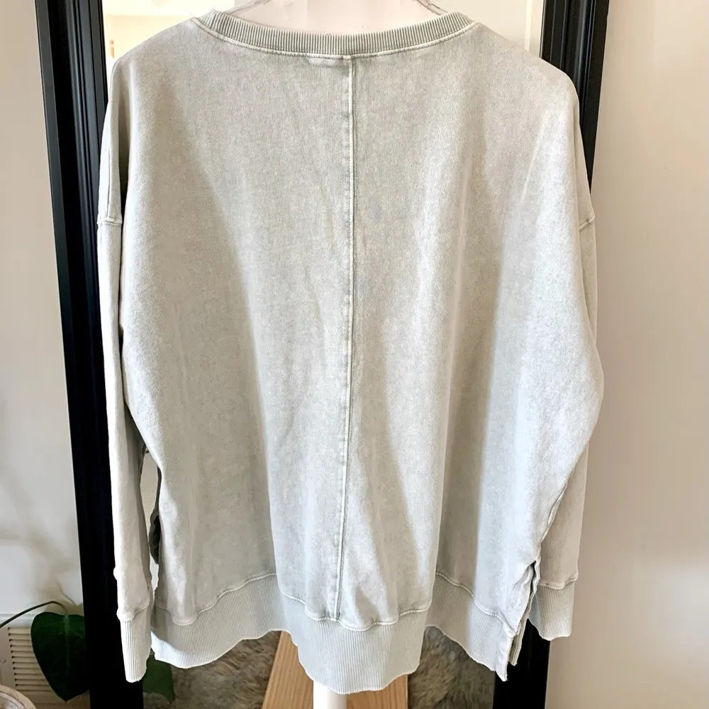 EASEL Light Green Acid Wash Sweatshirt - Image 2