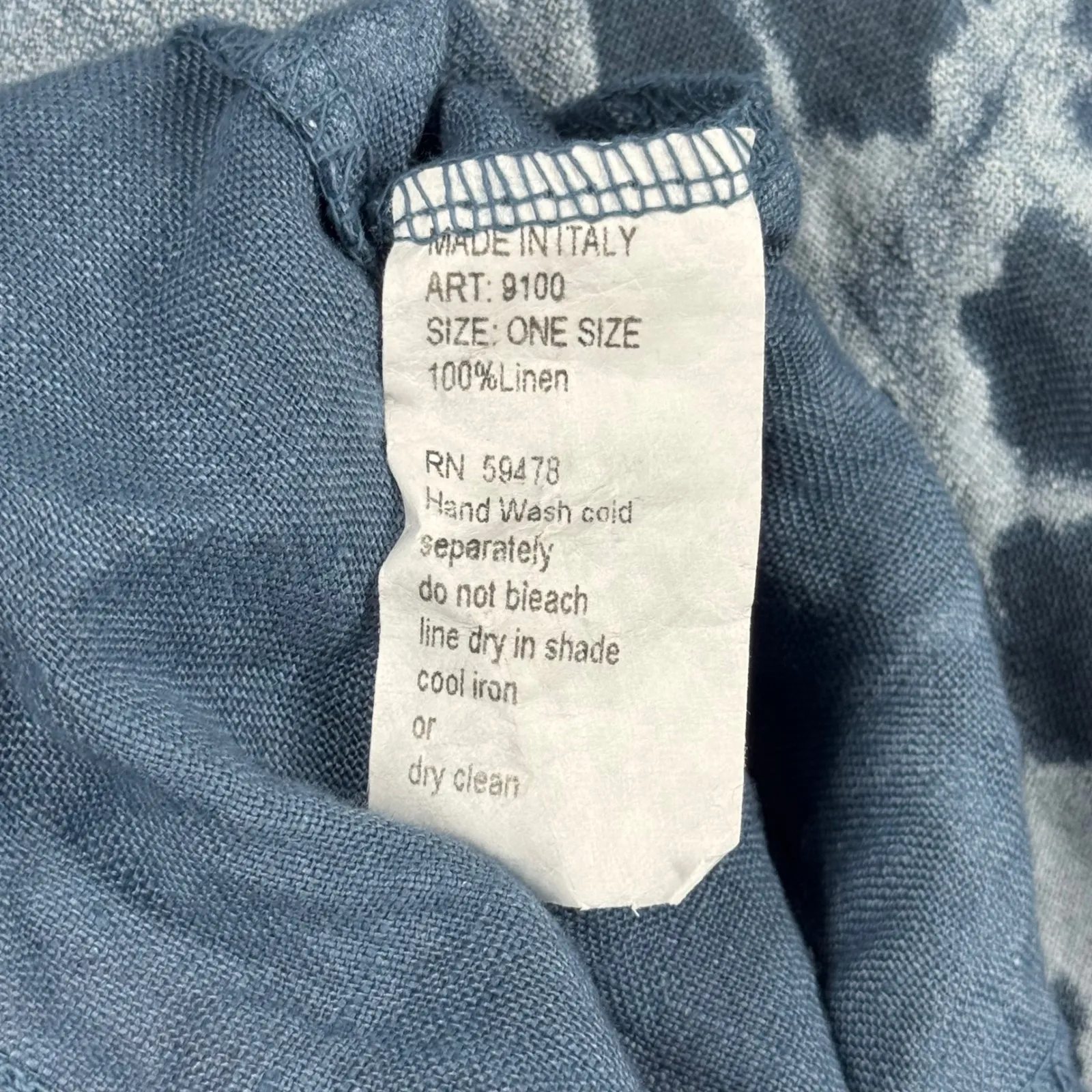 Elena Baldi Poncho Top One Size Denim Blue Linen Blend Italian Resort Coastal - Image 7