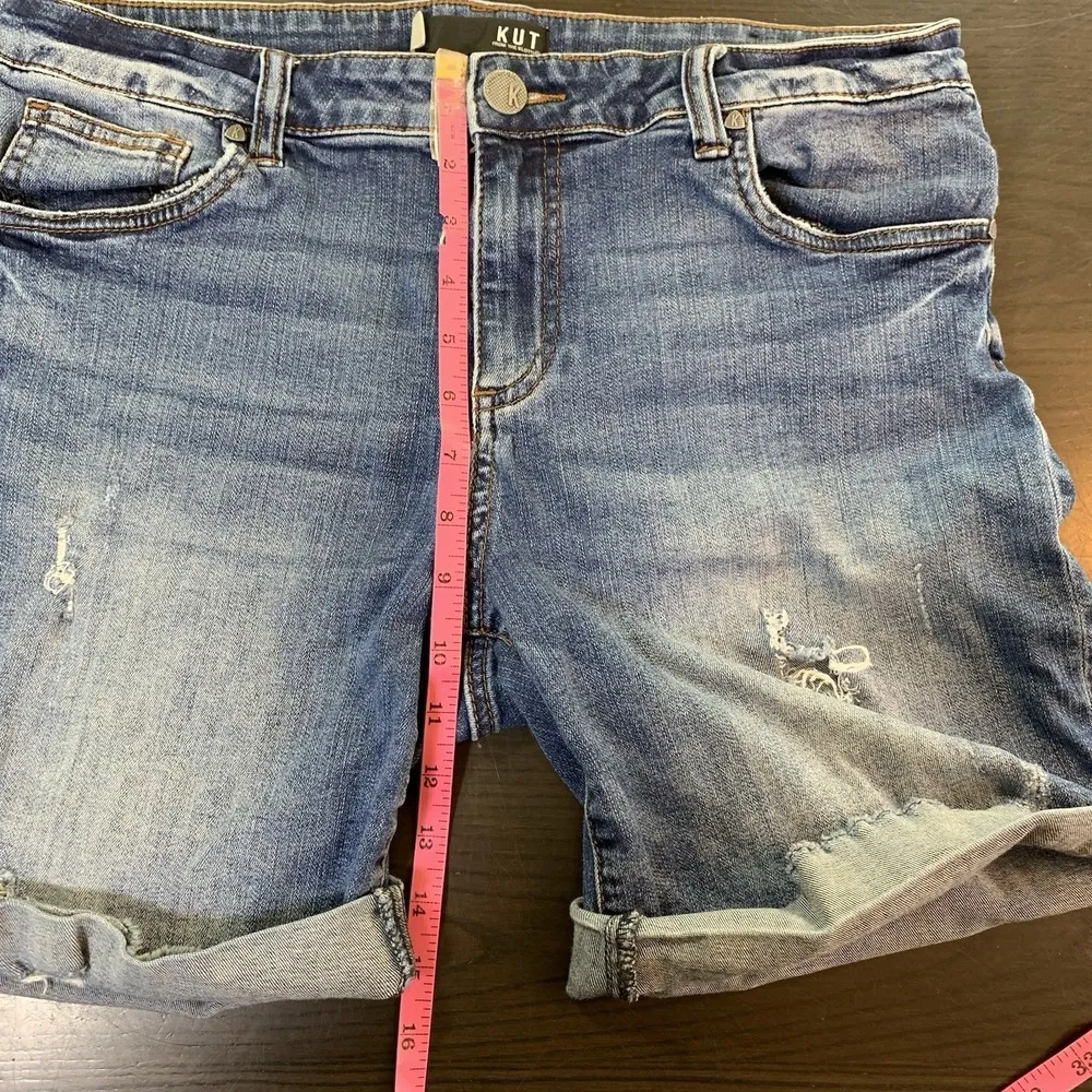 Kut From The Kloth Boyfriend Shorts Denim Jeans Blue Women's 12 Inseam 6.5" READ - Image 6