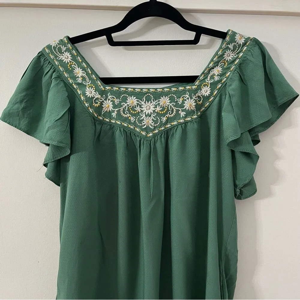 Max Studio Green Vice Embroidered Mini Dress Size Small - Image 4