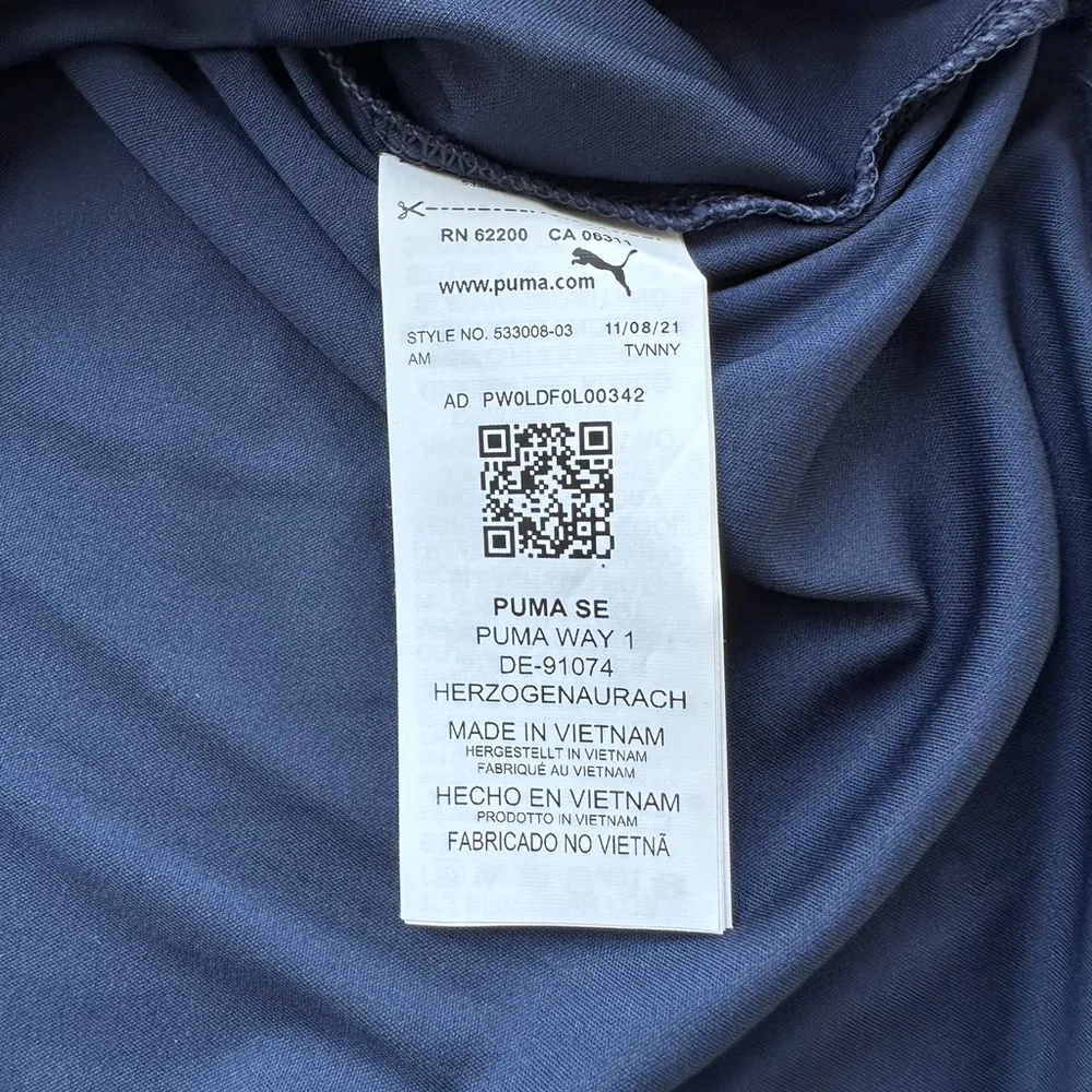 Puma Shine Lightweight Quarter Zip Long Sleeve Pull Over in Navy Blue Size Large - Image 8