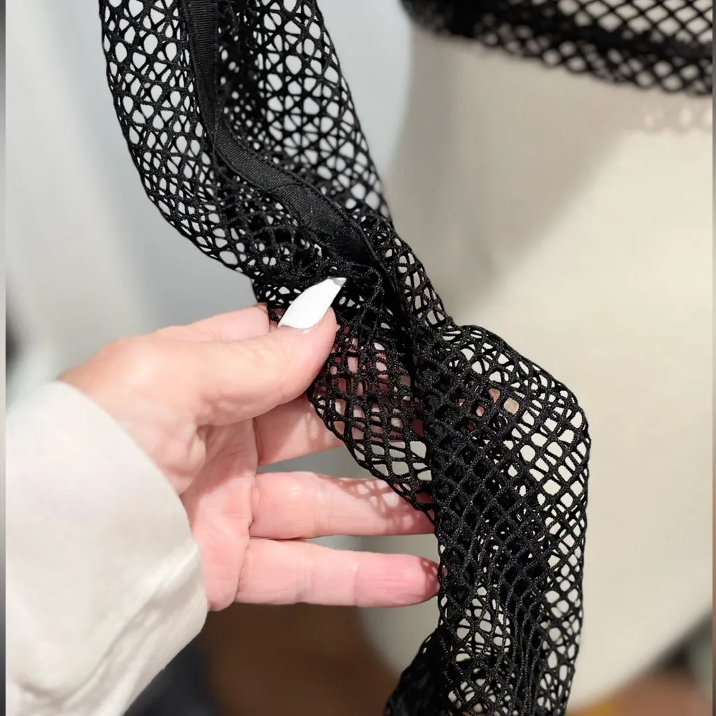 Black Mesh Fishnet Zio-up Top - Image 6