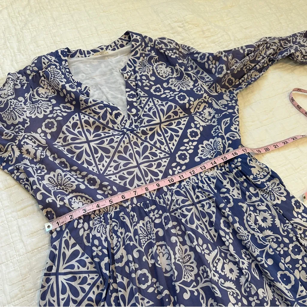 Boden Jen Cotton Midi Dress Blue Tile 14 Size undefined - Image 8