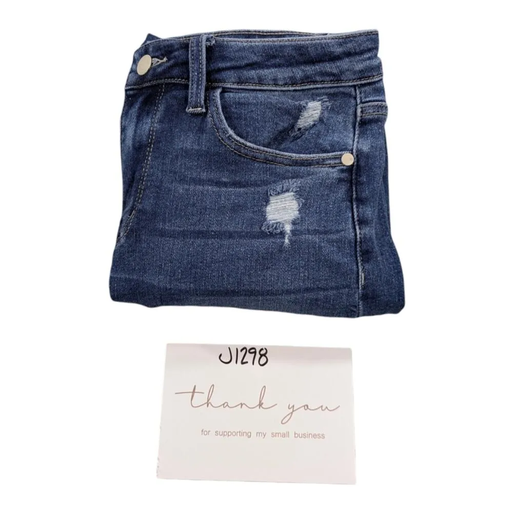 Distressed High Rise Straight Rainbow Stitch GUC Size 5/27 J1298 - Image 10