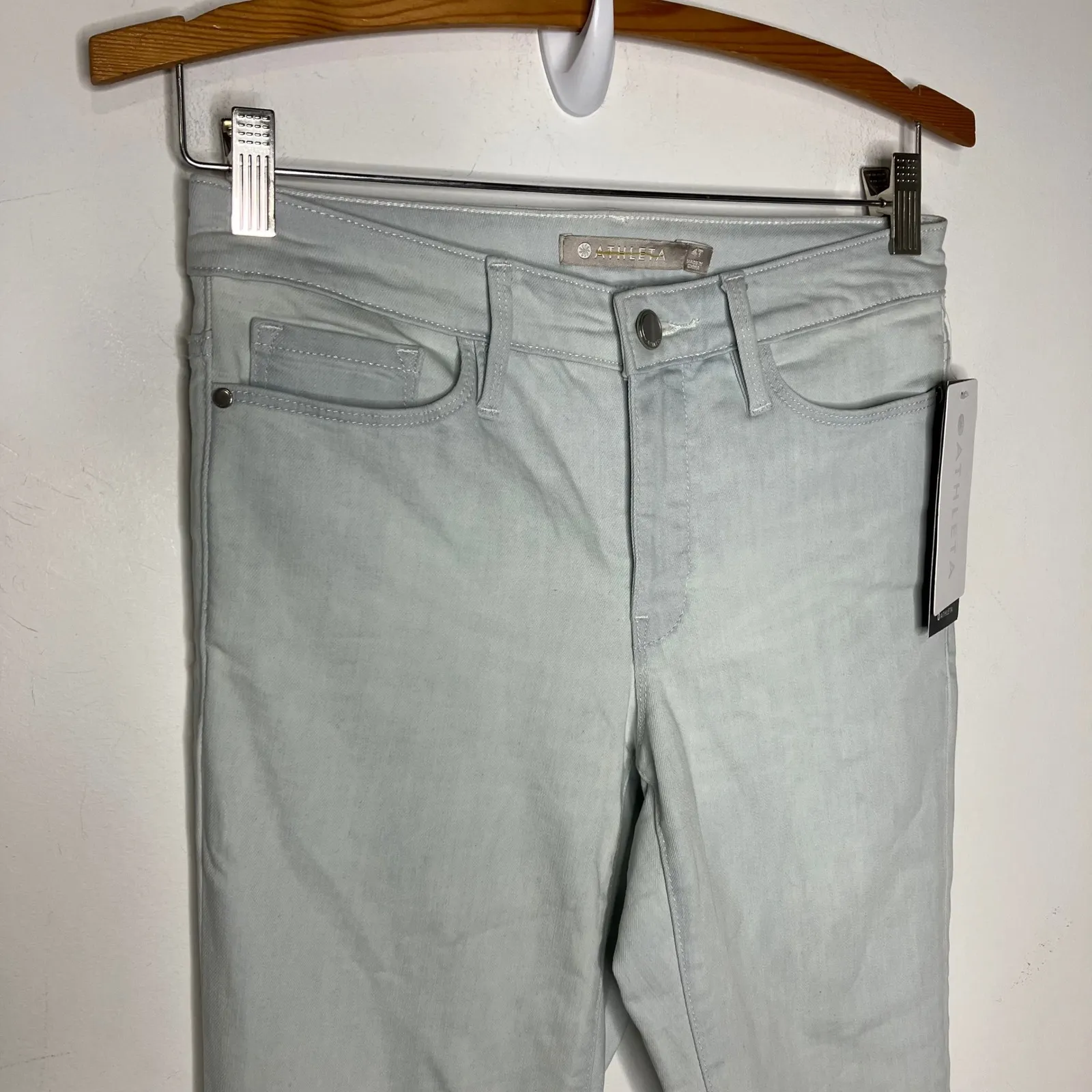 Athleta sculptek skinny crop jeans light wash women's size 4 tall new with tags - Image 3