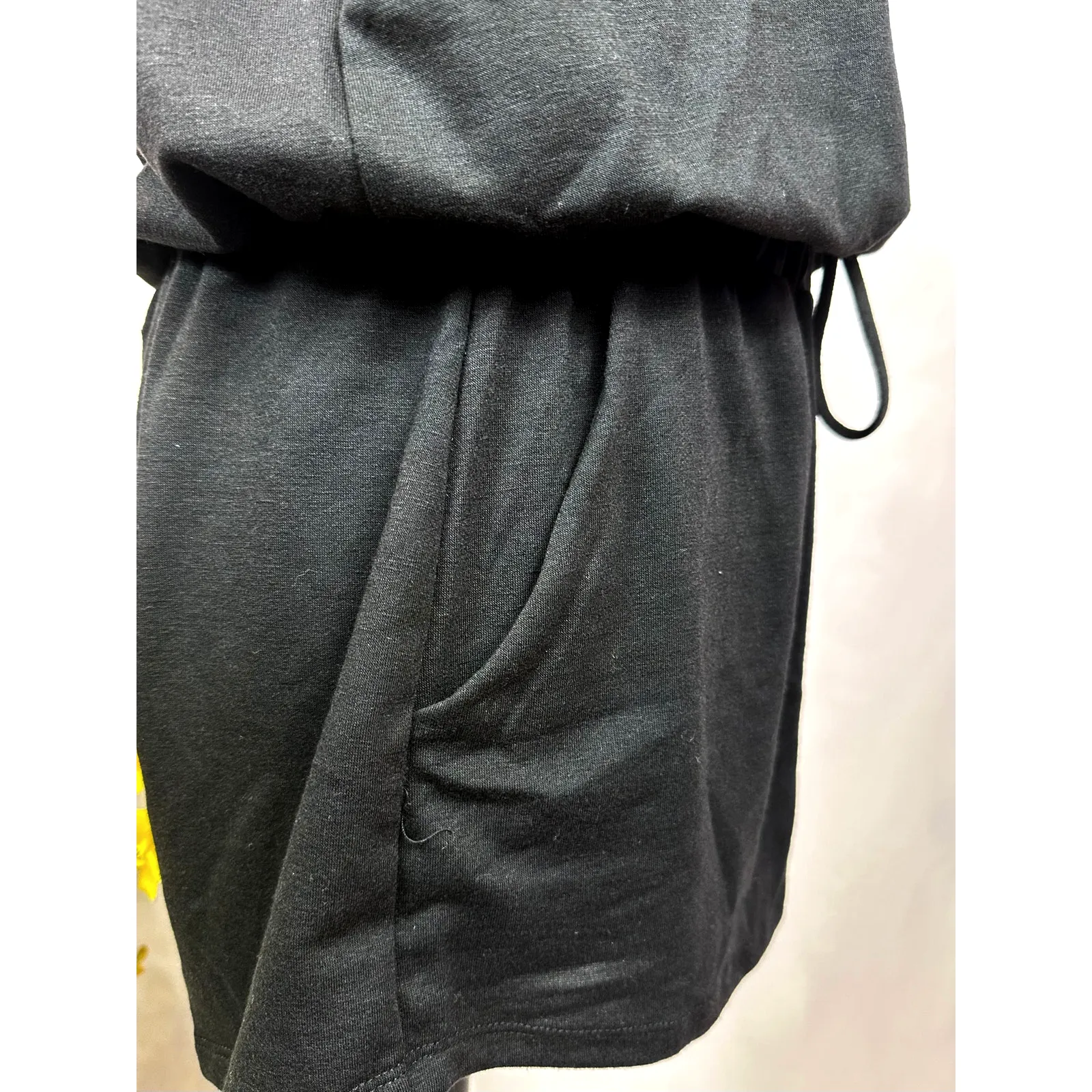 LBLC the Label Lauren Romper Drawstring Waist Pockets Black L Size L - Image 14