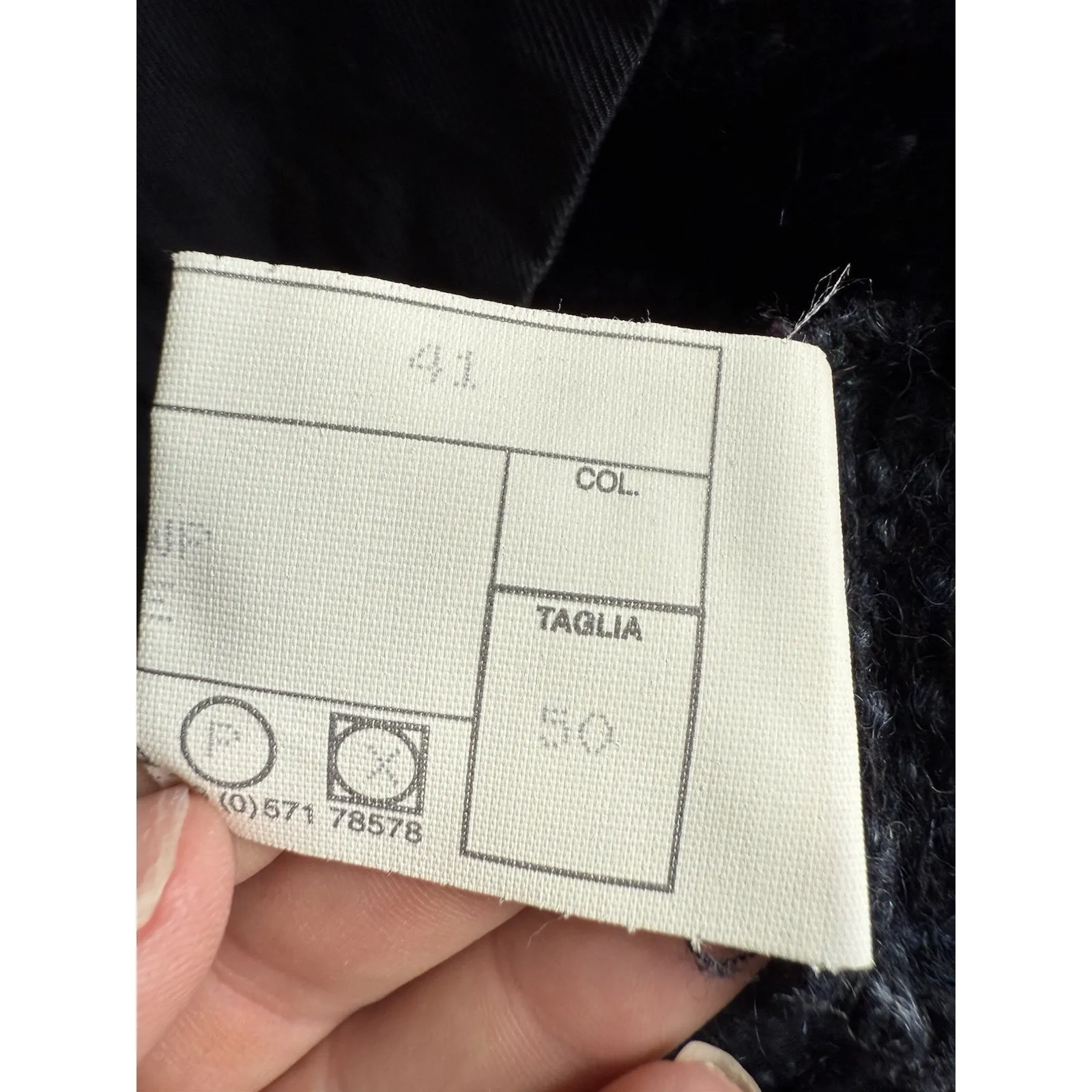 NUOVO BORGO Oversized Zip Up Jacket Black Navy Collarless Italy Size 50 US 16 Blue - Image 5