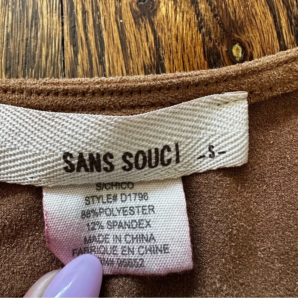 🦋 Sans Souci Brown velvet pullover tie dress Small - Image 9