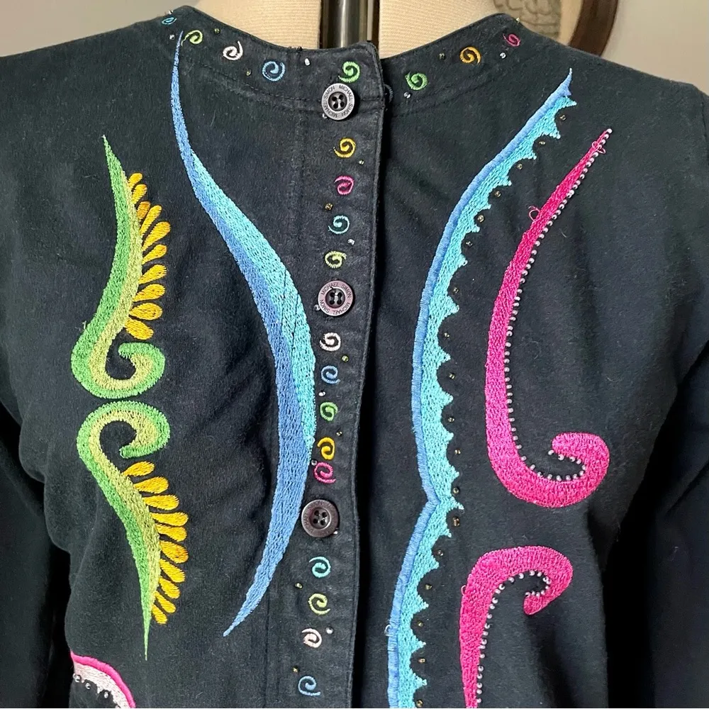 VINTAGE 1980s Michael Simon embroidered cardigan Size M - Image 2