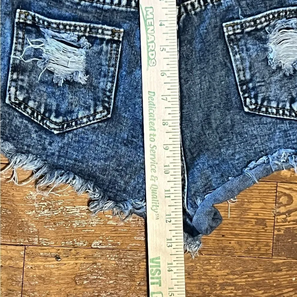 Shein, women’s size small, distressed, cut out, denim mini shorts - Image 5