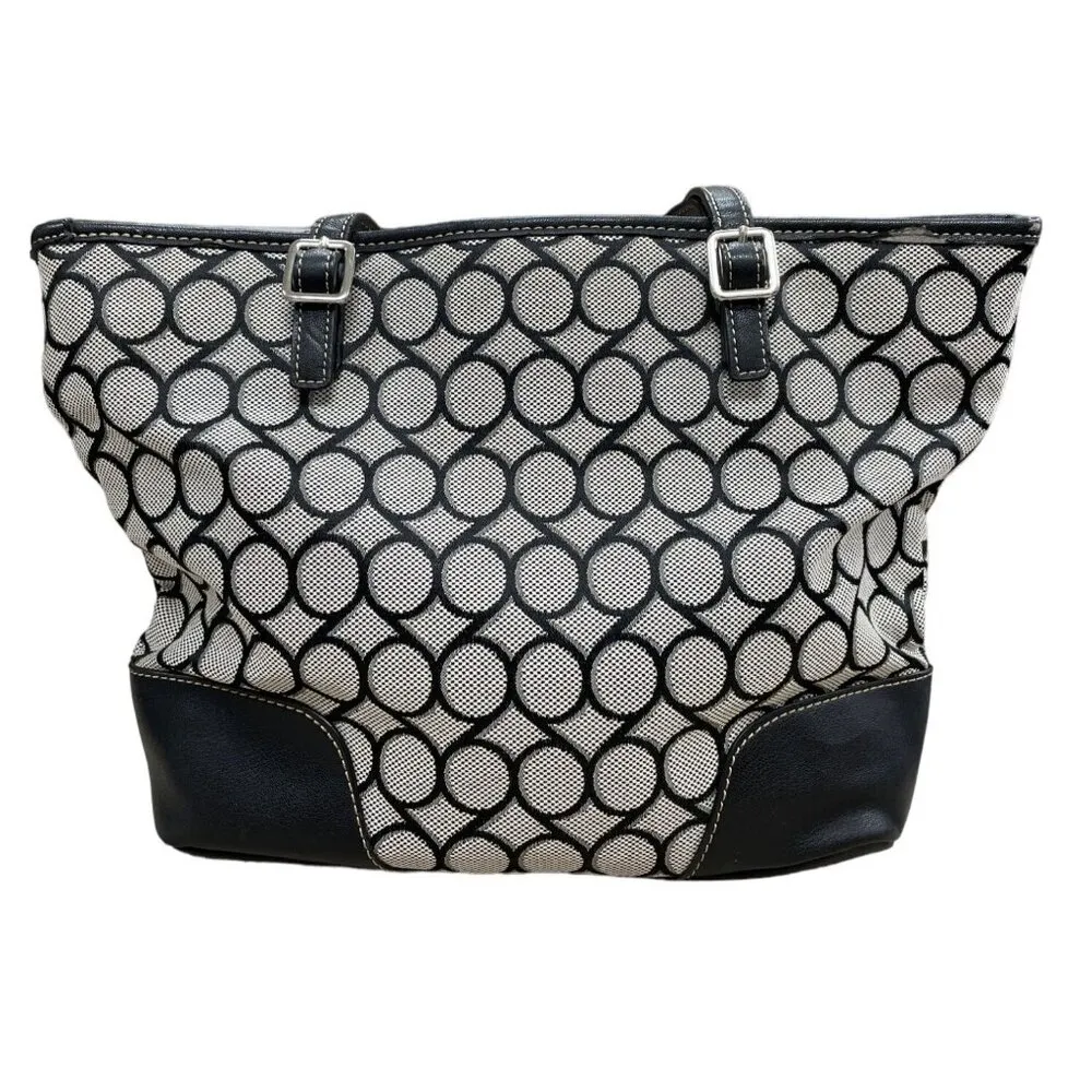 Nine West Womens Black and White Large Handbag Shoulder Bag SKU 1460 - Image 2