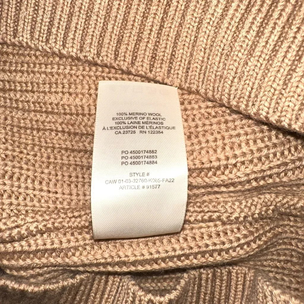 Aritzia Babaton Grazia Merino Wool Tan Crew Neck Knit Sweater XS - Image 5