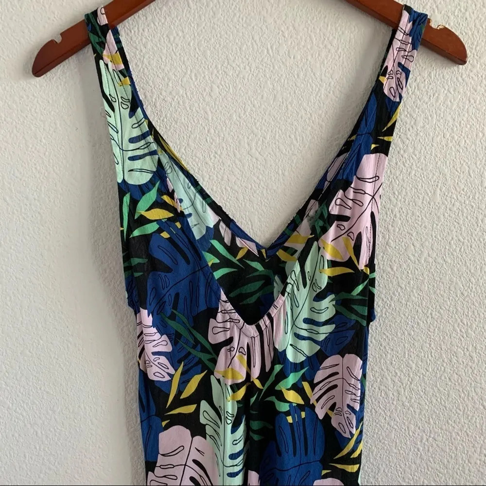 Aila Blue Tropical Floral Palm Maxi Vacation Dress Extra Small - Image 6