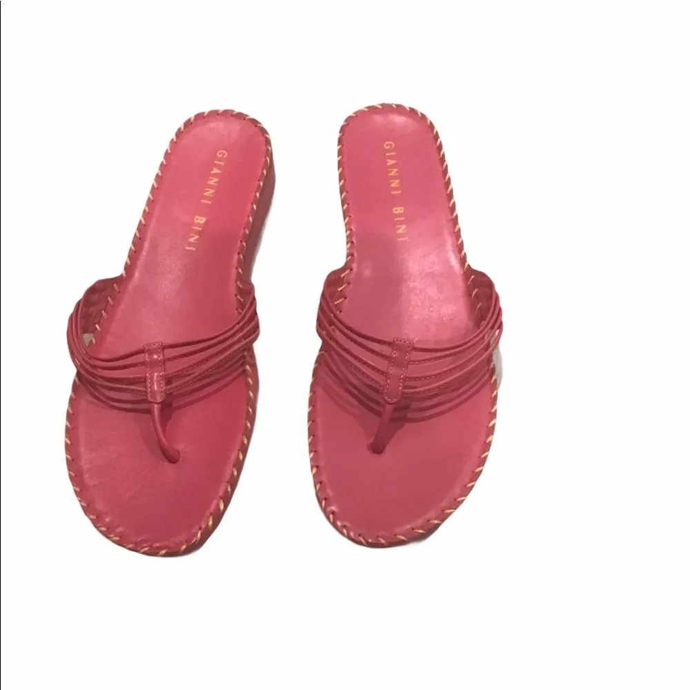 Gianni Bini Low Wedge Leather Thong Sandals - Image 3