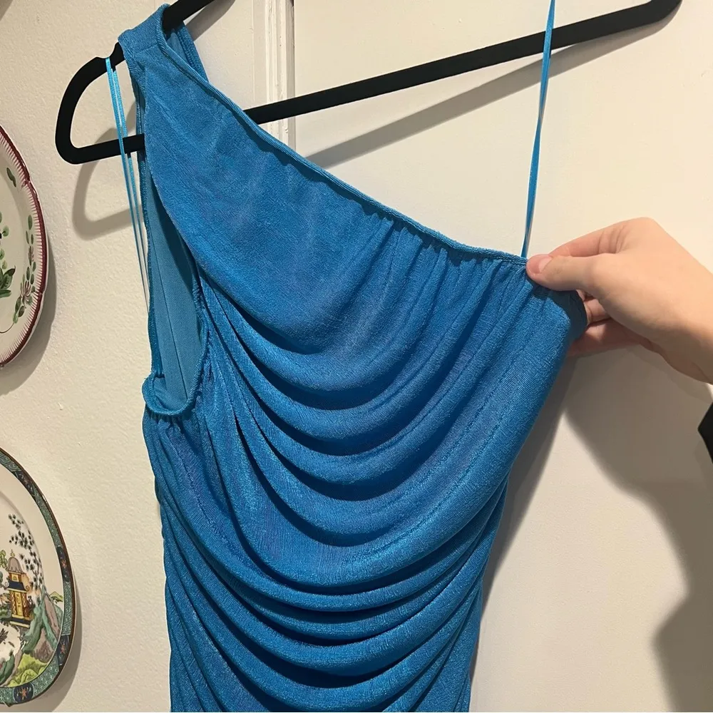 NEW Lioness One Shoulder Ruched Bright Blue Mini Dress - Image 8