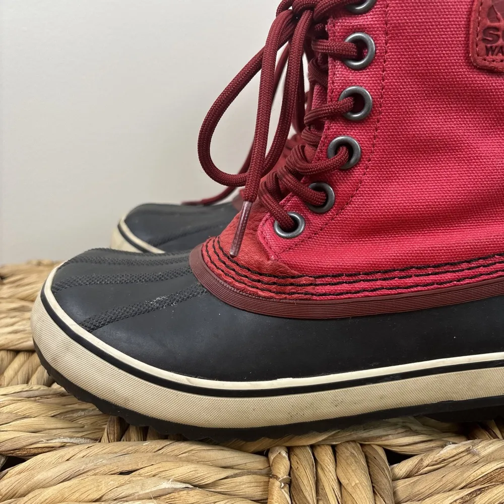 Sorel Premium‎ Canvas Winter Insulated Boots Red NL1717-645 Women's Size 7 - Image 3