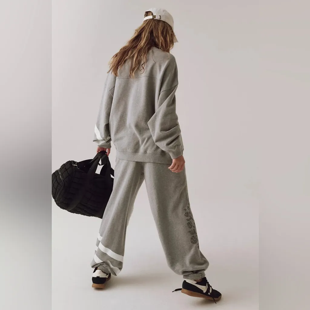 NWT Free People Movement All Star Buti Logo Pullover In Heather Grey/White Combo Gray Size M - Image 3