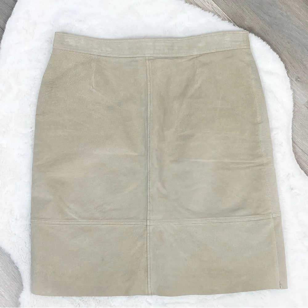 Billabong Vintage Suede Leather A Line Skirt Taupe‎ Tan Juniors 7 - Image 2