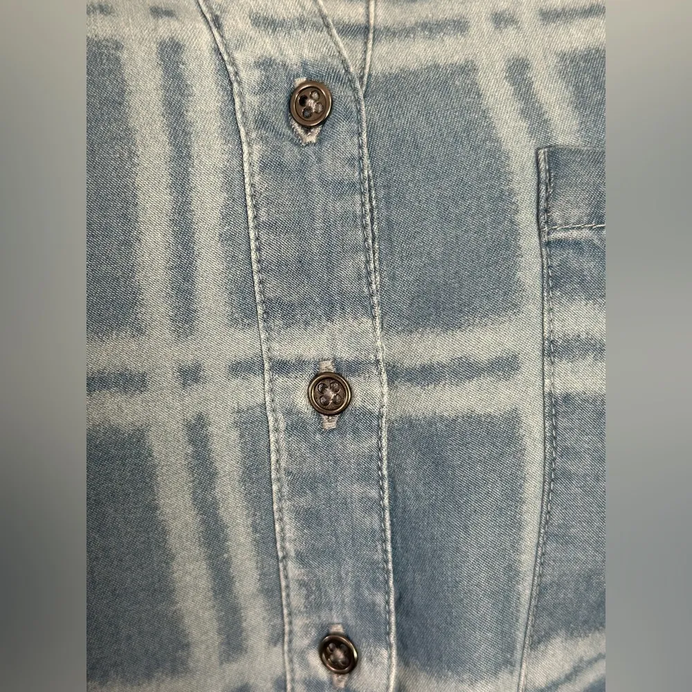 Cato Plus Size Checkered Denim Blue Shirt (838) - Image 9