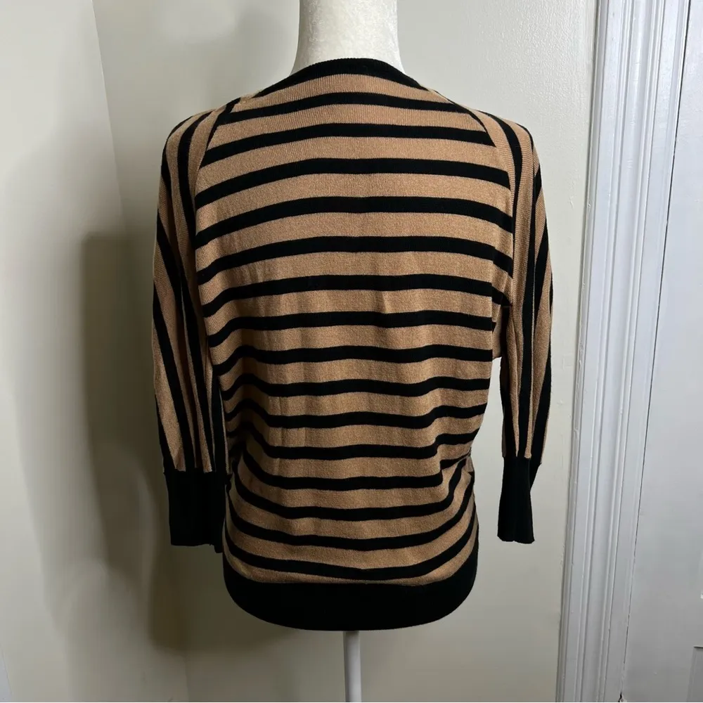 LOFT lightweight dolman striped sweater camel black Woman’s XS draped neck - Image 8