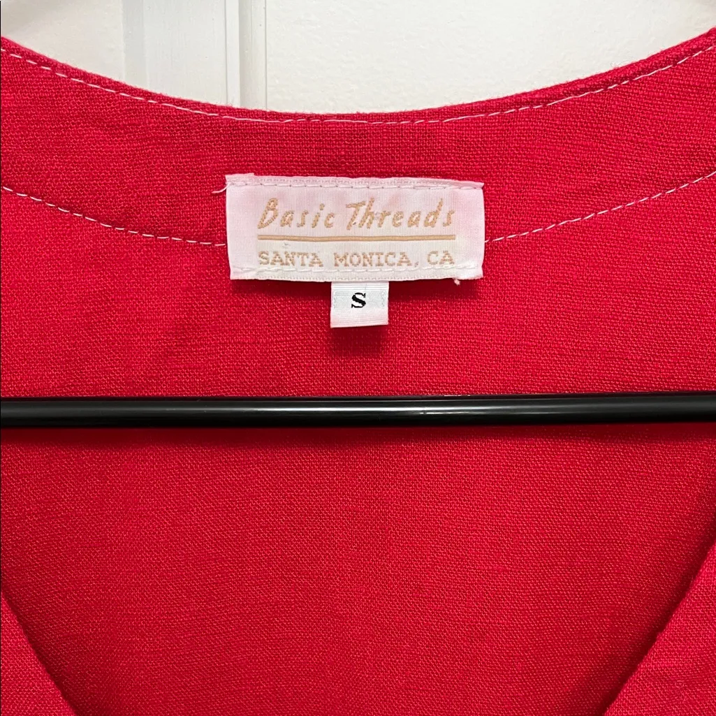 Basic Threads Linen Blend Cherry Red Sleeveless Mini Sheath Dress - Image 2