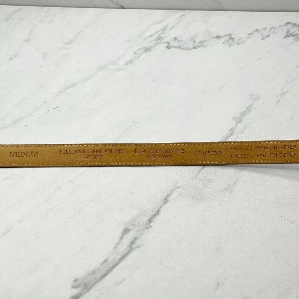 Liz Claiborne Gray Vintage Full Grain Semi Aniline Leather Belt Size Medium M - Image 10