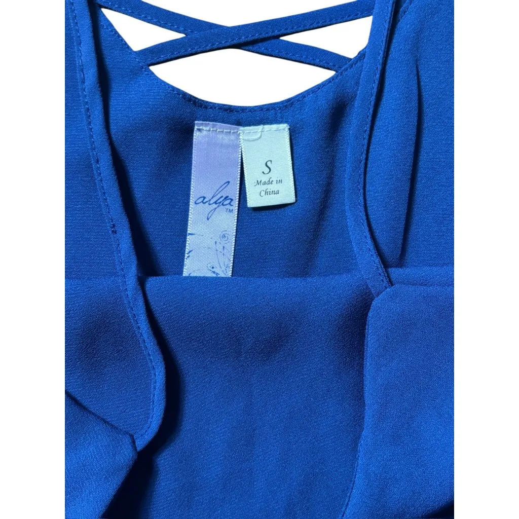 Alya  Women's Royal Blue Thin Strap Short Top - Image 4