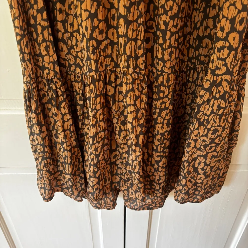 Rails Maple Dress Batik Cheetah Leopard Size Medium Long Sleeve Cinch Midi Dress - Image 4