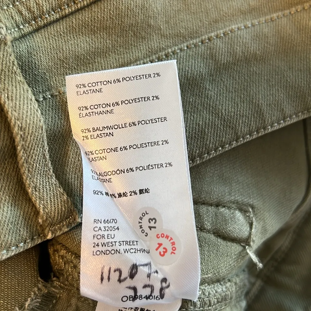 We the Free Mid-Rise Cropped Raw Hem Army Green Skinny Leg Jeans, 27 - Image 10