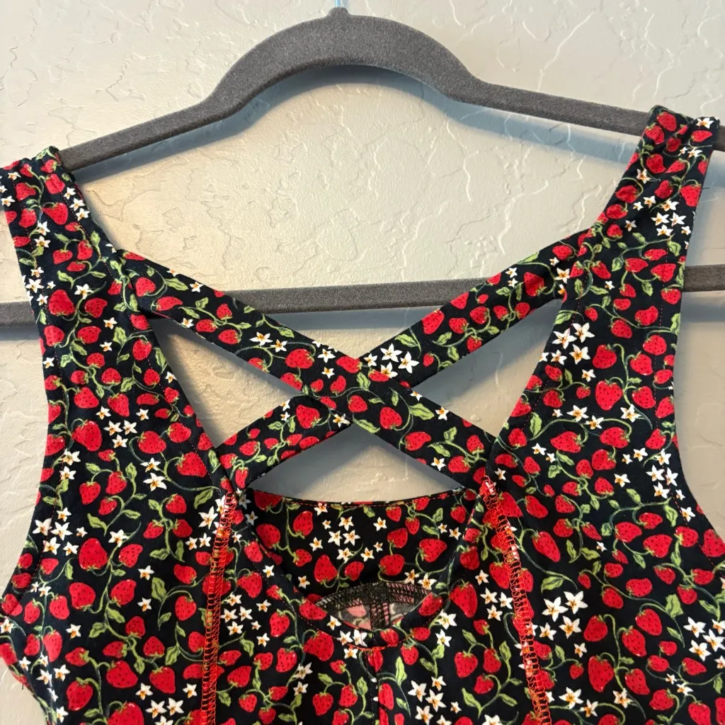 Free People Melanie strawberry print corset top with ruffle hem XS NEW with tag - Image 12