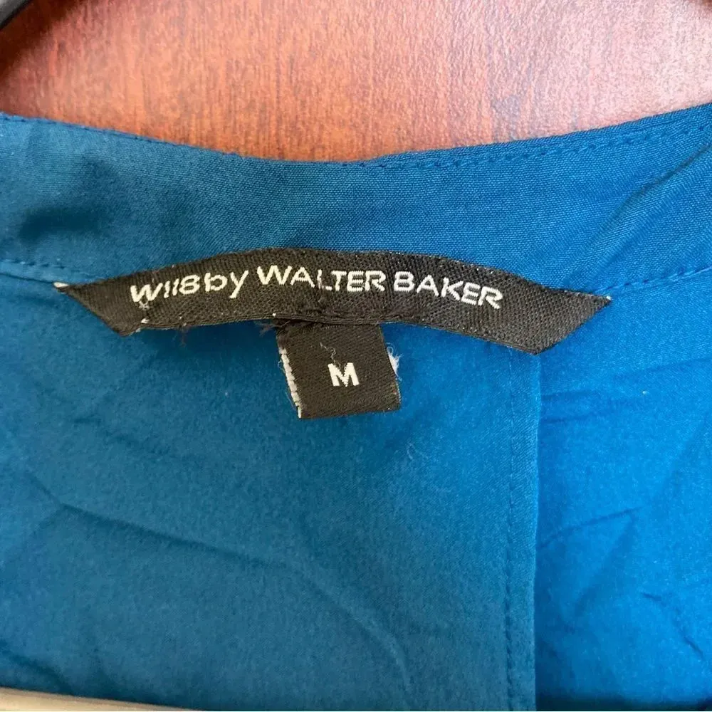 W118 by Walter Baker Teal Wrap Back Blouse Size Medium Blue - Image 4