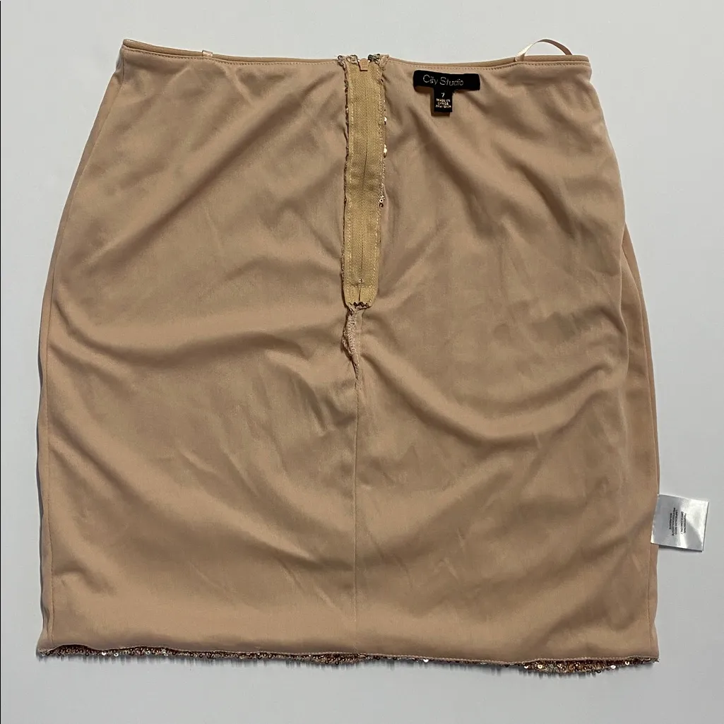 City Studio Sequin Embellished Gold Skirt Size 7 - Image 10