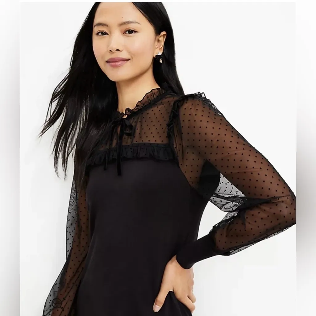 Loft Velvet Dot Mixed Media Sweater Dress Women’s Size XS NWT Holiday Christmas - Image 9