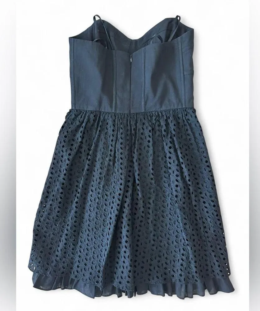 Laundry By Shelli Segal Dress NWT SZ 8 Black Strapless Corset Eylet Skirt Sheath - Image 2