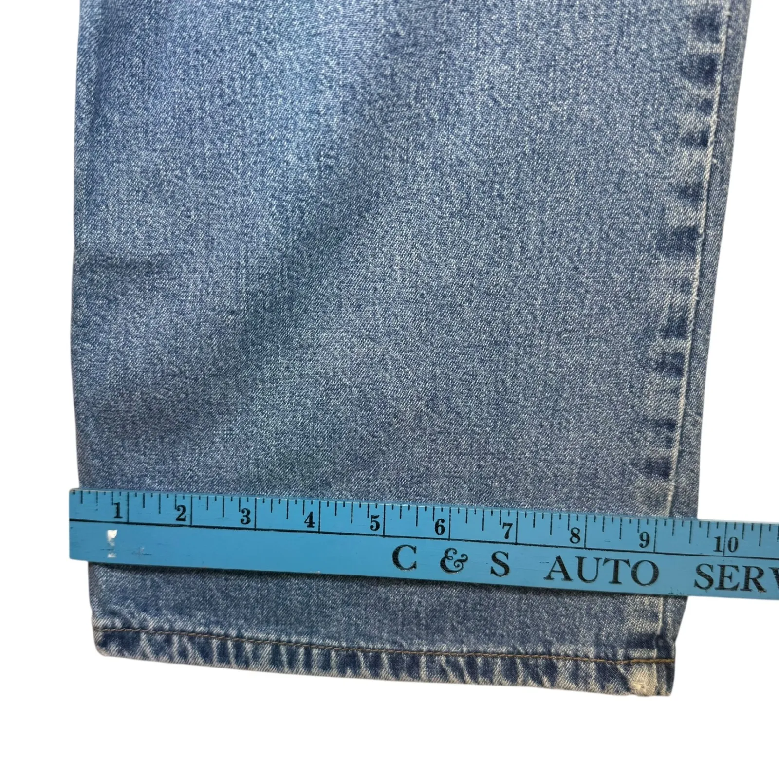 Vintage 90s Y2K Jeans Blue Denim Button Fly Flare Leg Throwback 13/14 - Image 10