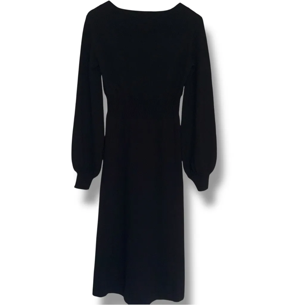 Chloé Black Wool Midi Dress | Size Small - Image 5