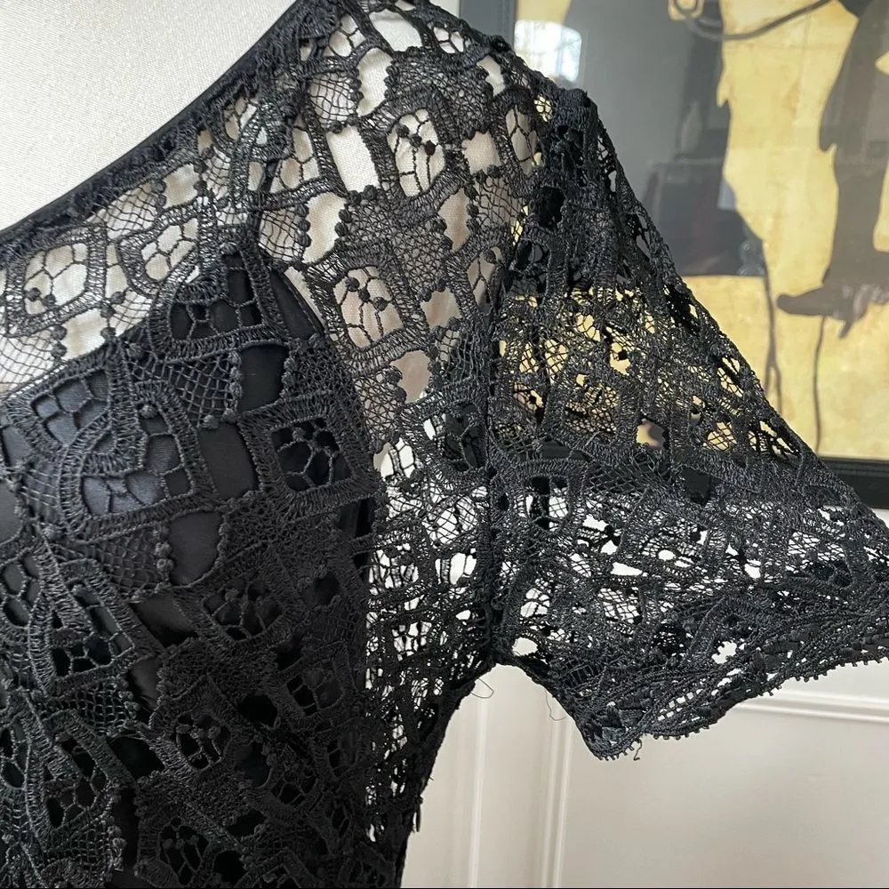 Vintage Sonya Ratay Saks Fifth Avenue Long Black Dress Lace Slip 8 M - Image 3