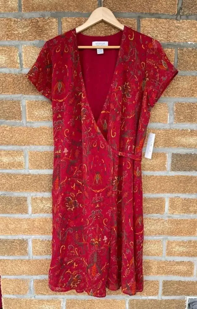 emanuel ungaro silk dress sz 14 Red - Image 2