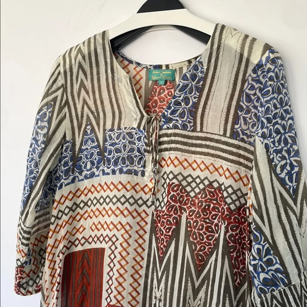 Antica Sartoria by Giacomo Cinque Swim Kaftan Dress Coverup Large Brown - Image 4