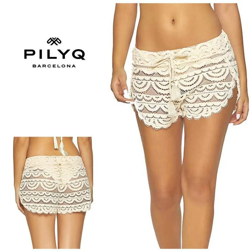 New. Pilyq ivory lace coverup shorts. Retails $144.  XS/S - Image 2