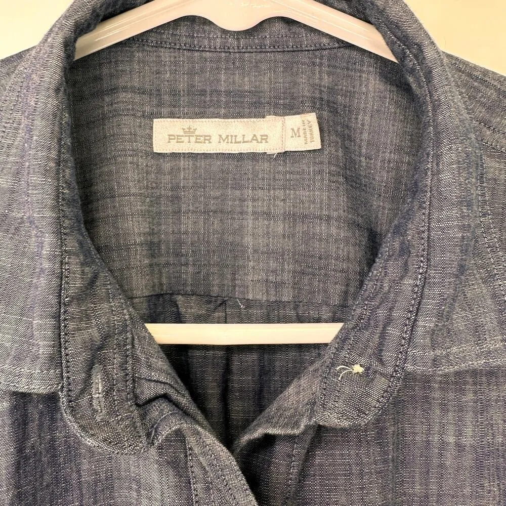 Peter Millar Women's Tunic Blouse Chambray Button Up Size Medium - Image 6