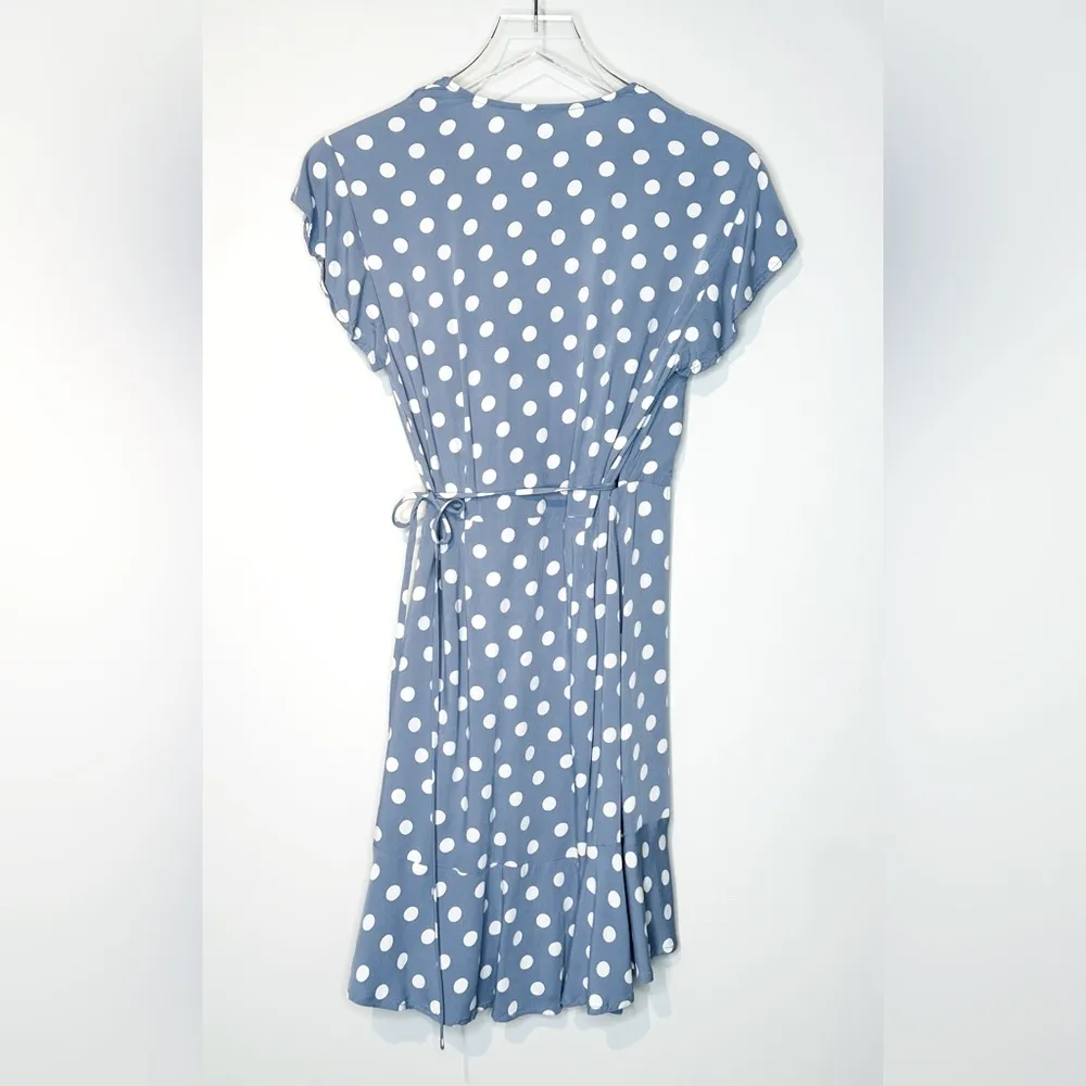 Rails Leanne Periwinkle Blue White Polka Dot Wrap Dress Size XS - Image 3