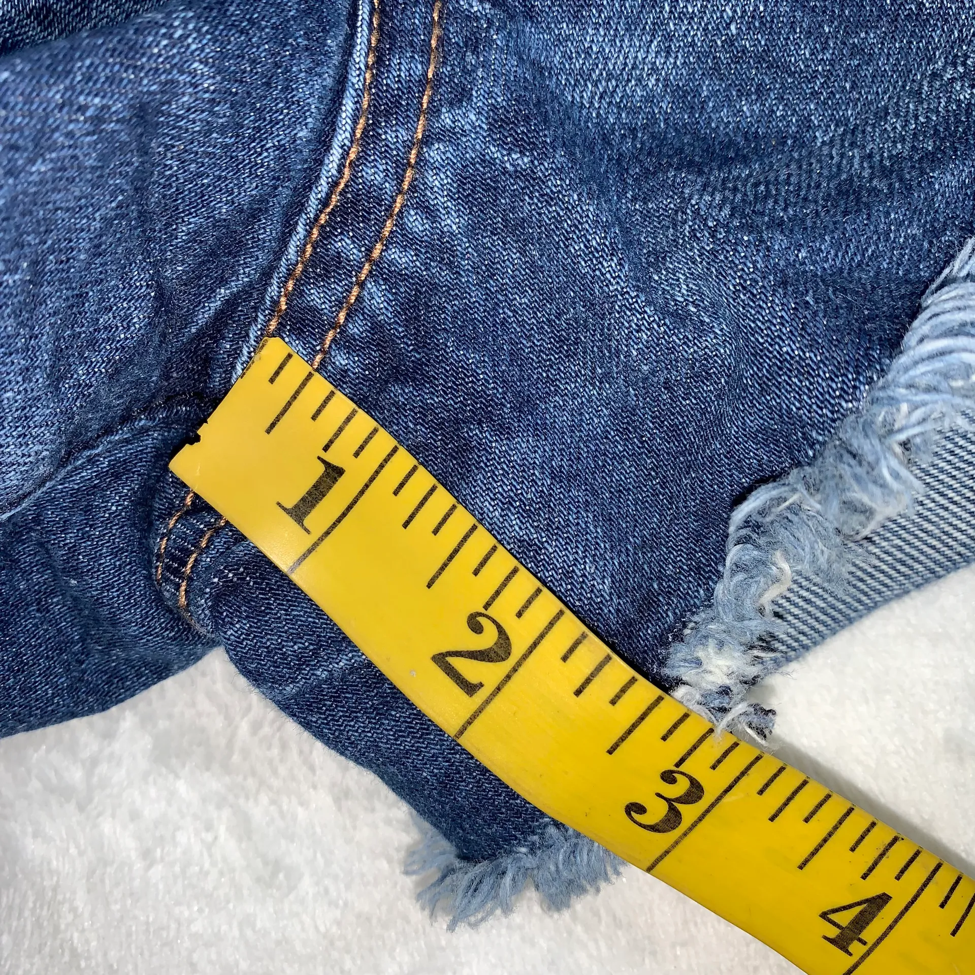 Hot Pants Womens Shorts High Rise Button Fly Distressed Blue - Image 9