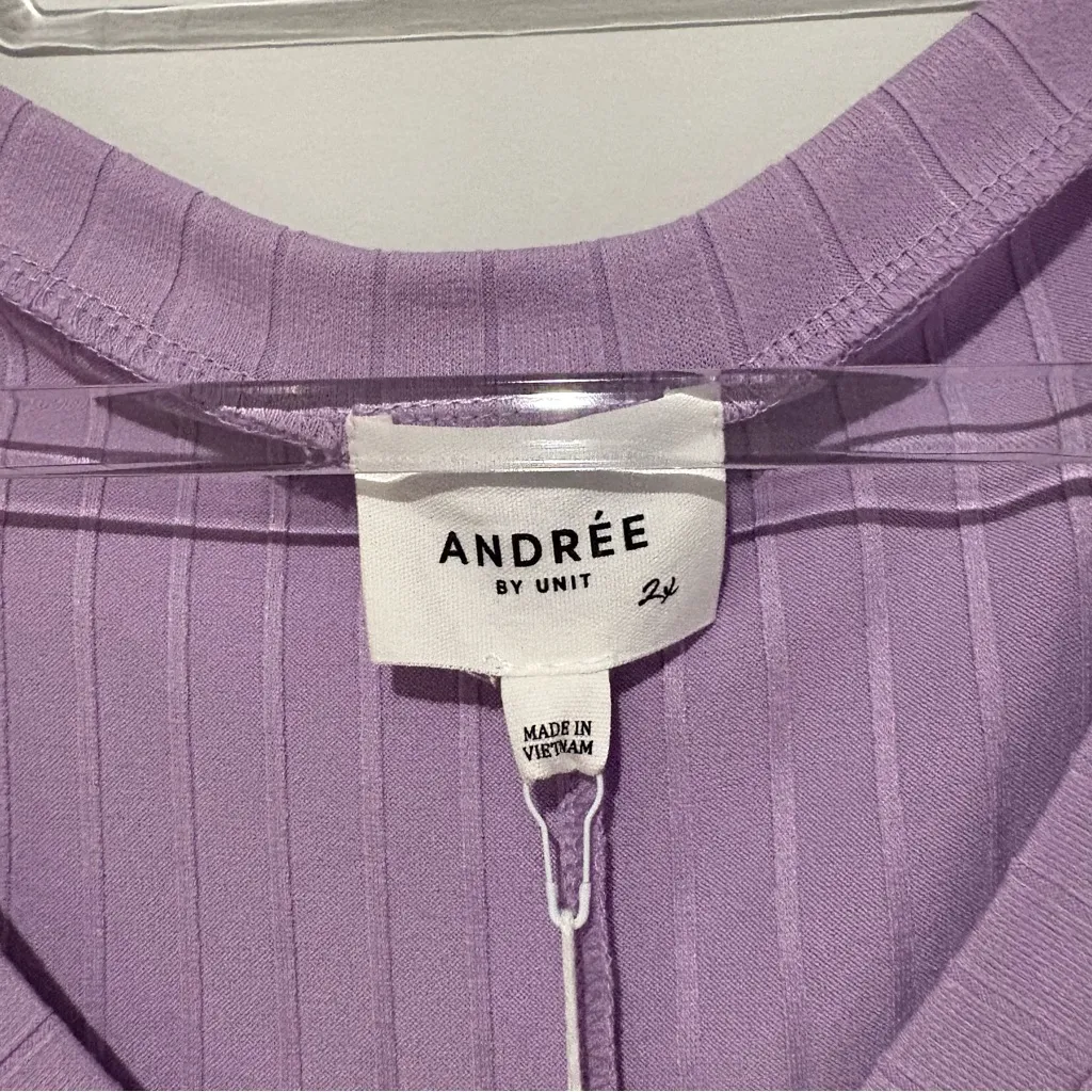 ANDREE BY UNIT Everyday ribbed sleeveless pocket tank top Lilac size 2X - Image 4