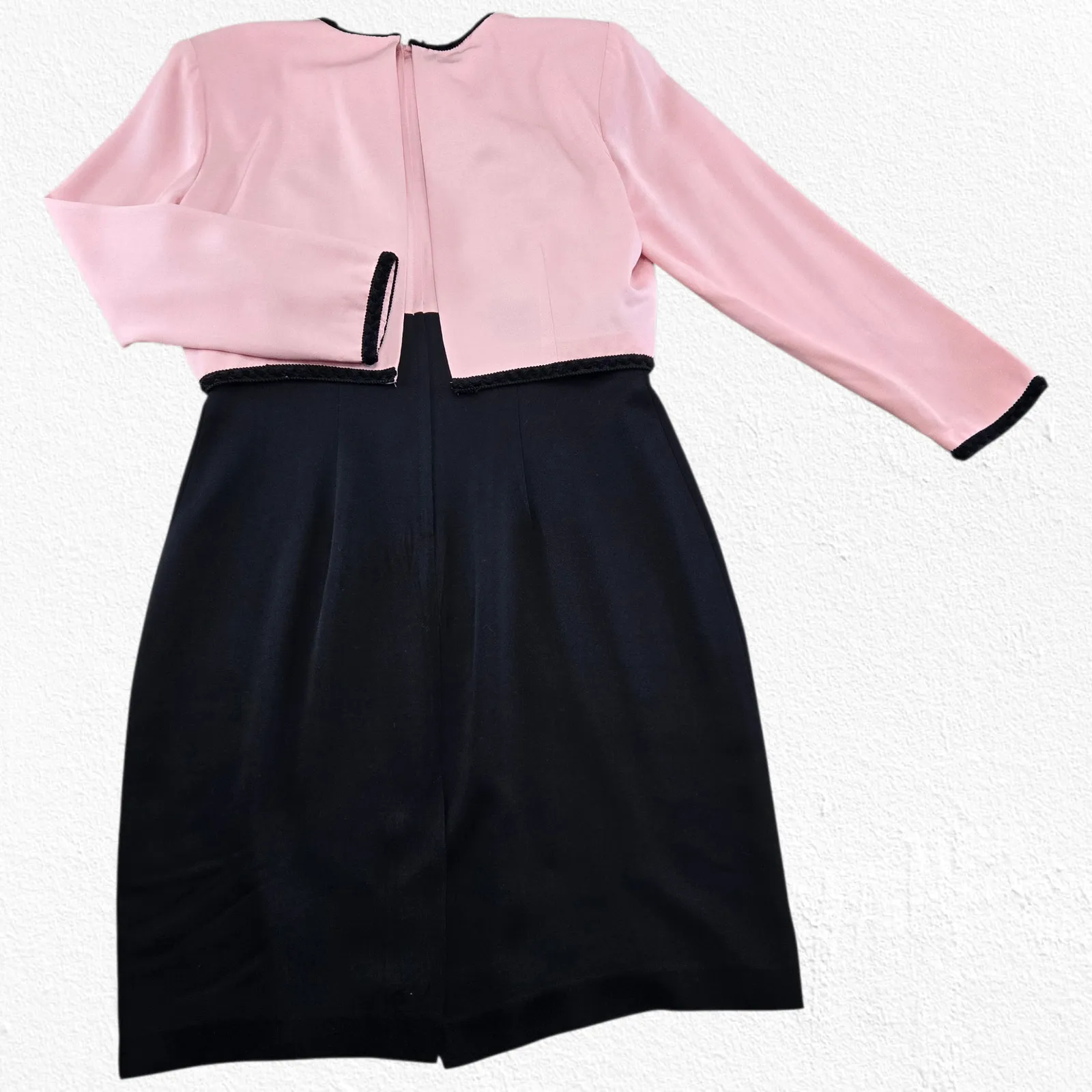 Vintage 1990s Danny and Nicole Pink Black Polished Dress Size 16 Made in USA - Image 9